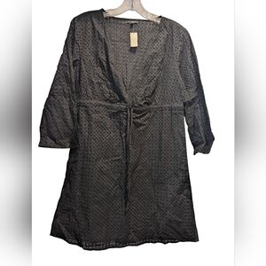 Talbots Black Eyelet Cotton 3/4 Sleeve Swim Cover Up Dress Size Med *NWT